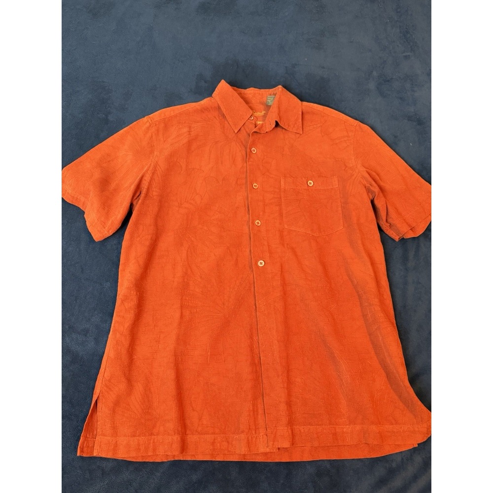 Tori Richard Vintage Celebrating 50 Years Orange Embroidered Shirt Mens Medium